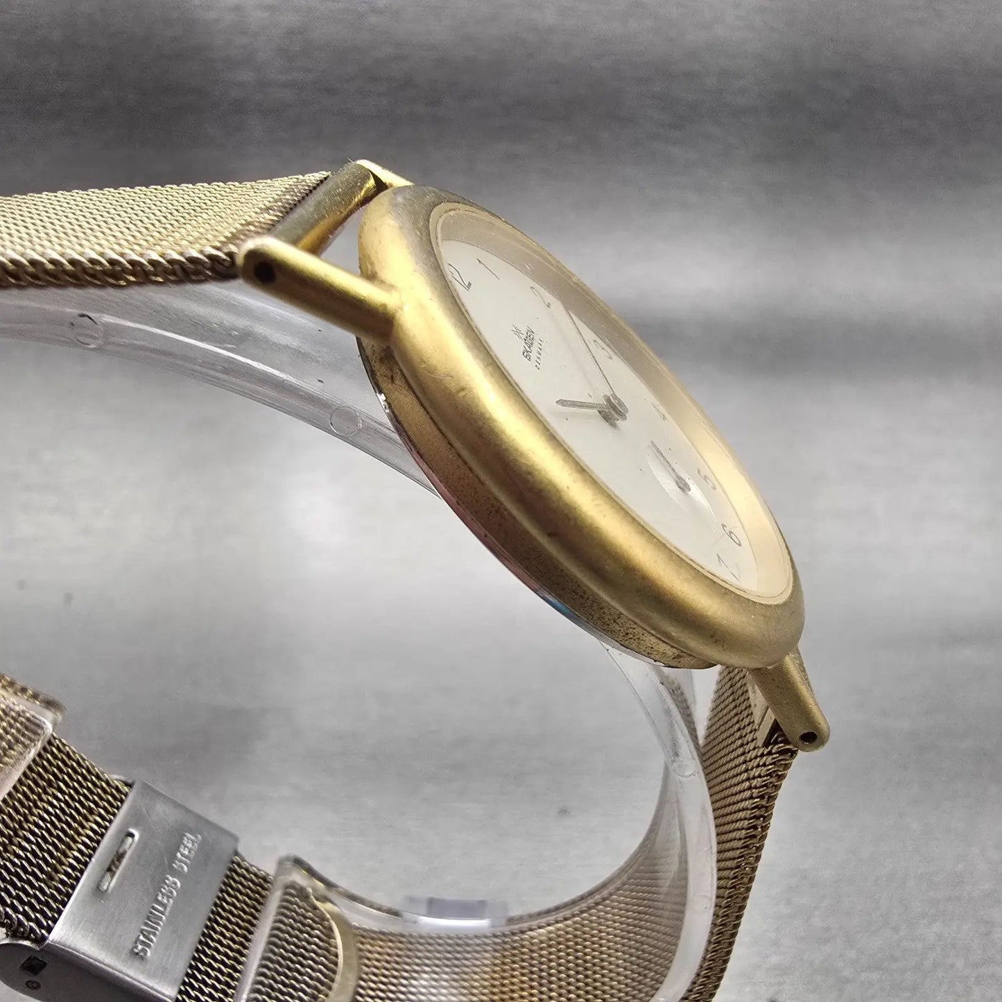 Skagen Watch Men 35mm Silver Dial Gold Tone Small Seconds Round 5LGG New Battery3