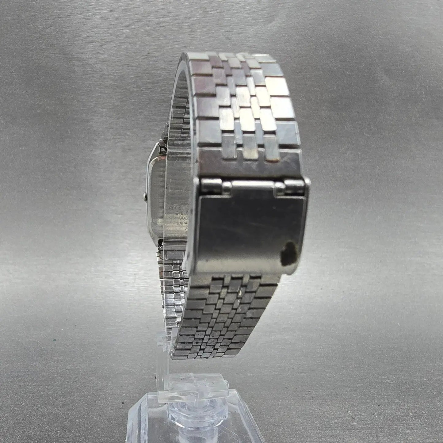 Seiko Tank Watch Men 26mm Silver Dial Silver Tone Rectangle 7430-5300 PARTS VTG8