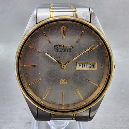 Seiko SQ Watch Men 34mm Silver Dial Two Tone Daydate 5H238a09 New Battery1