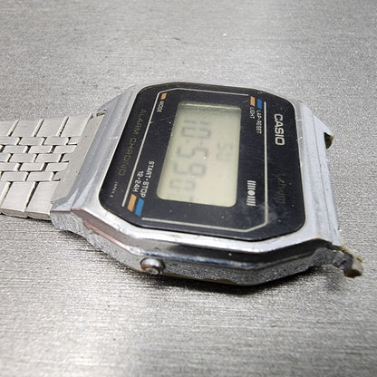 Casio A155 Watch Men 34mm Digital Silver Tone Alarm Chrono READ!!!!! New Battery3
