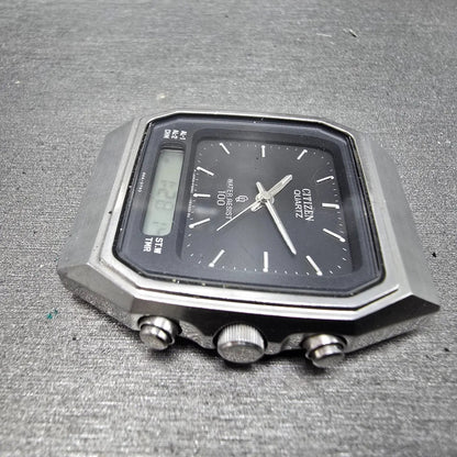 Citizen Analog Digital Watch Men 34mm Black Steel Alarm Chrono 8950-085493 PARTS6