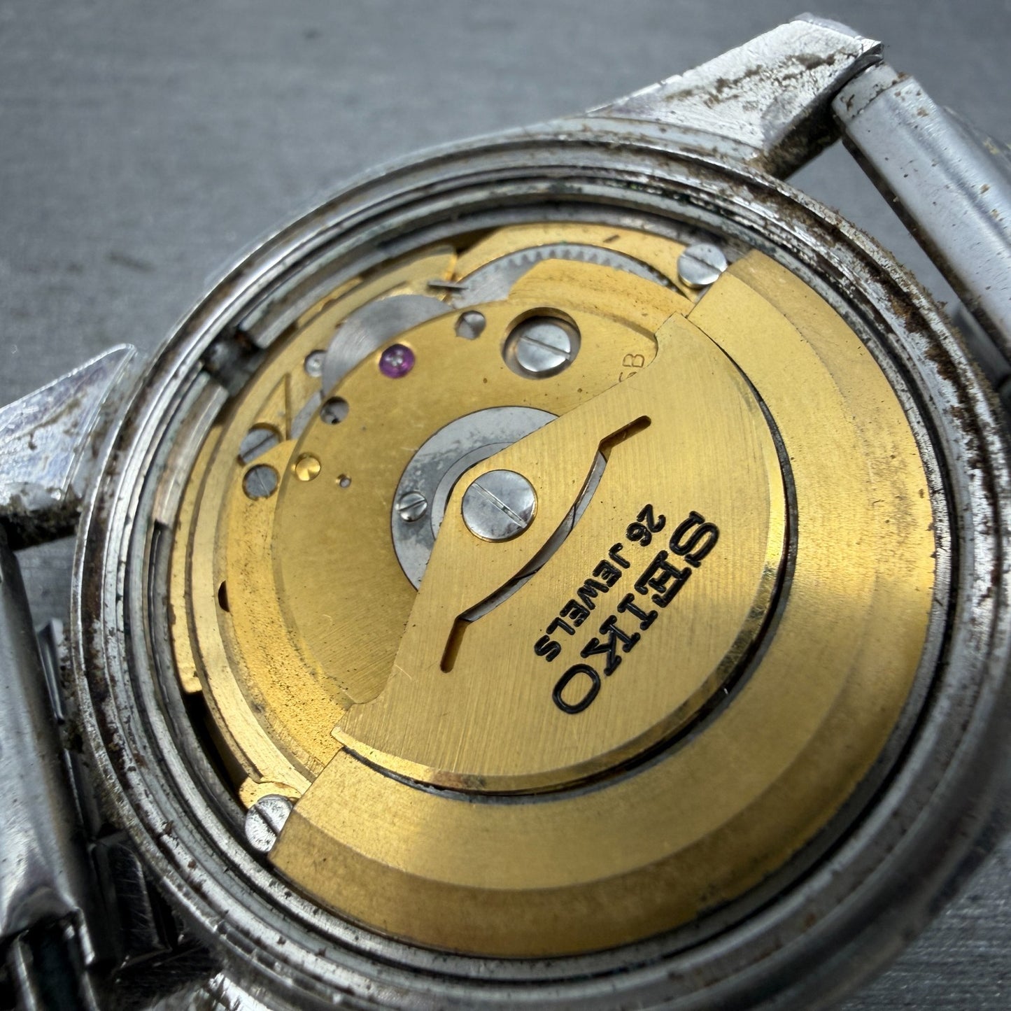 Seiko SeikoMatic Watch Men 36mm Silver Dial Silver Tone Daydate 6206-8040 PARTS12