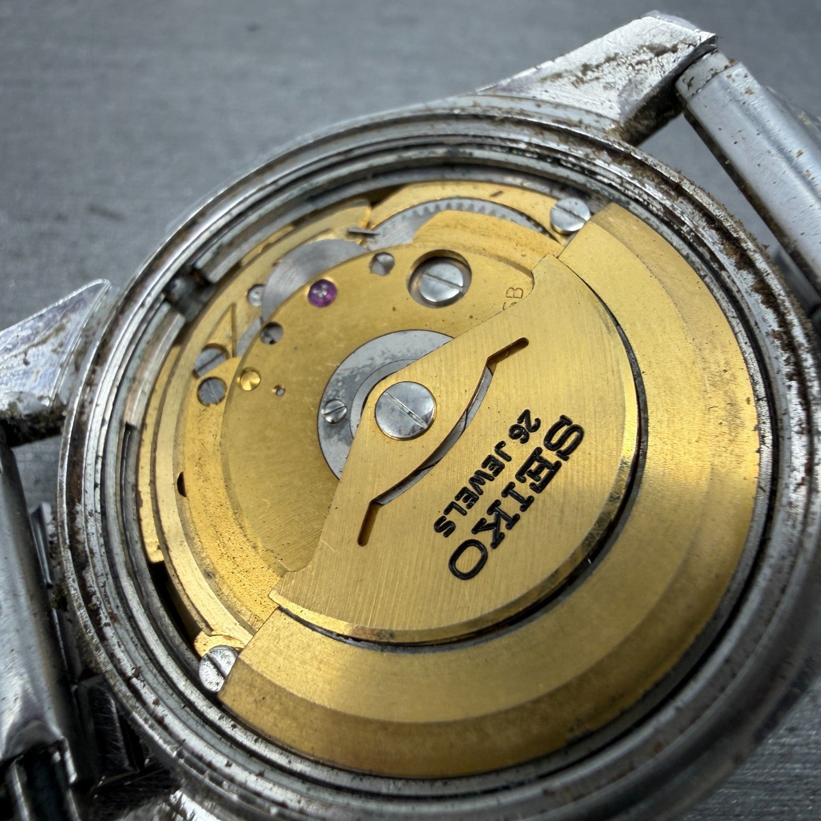 Seiko SeikoMatic Watch Men 36mm Silver Dial Silver Tone Daydate 6206-8040 PARTS12