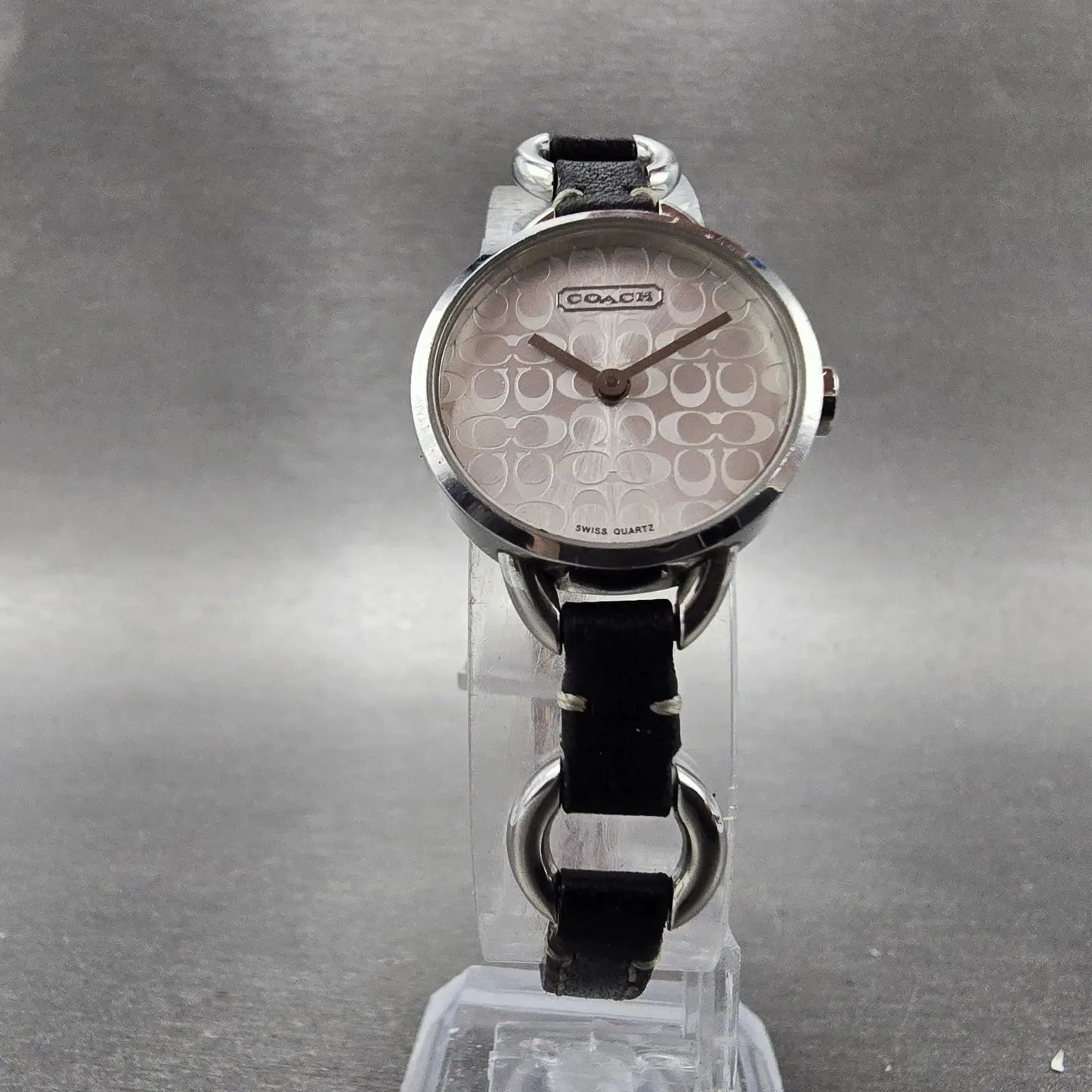 Coach Watch Women 22mm Silver Dial Steel Round Bangle Leather New Battery5