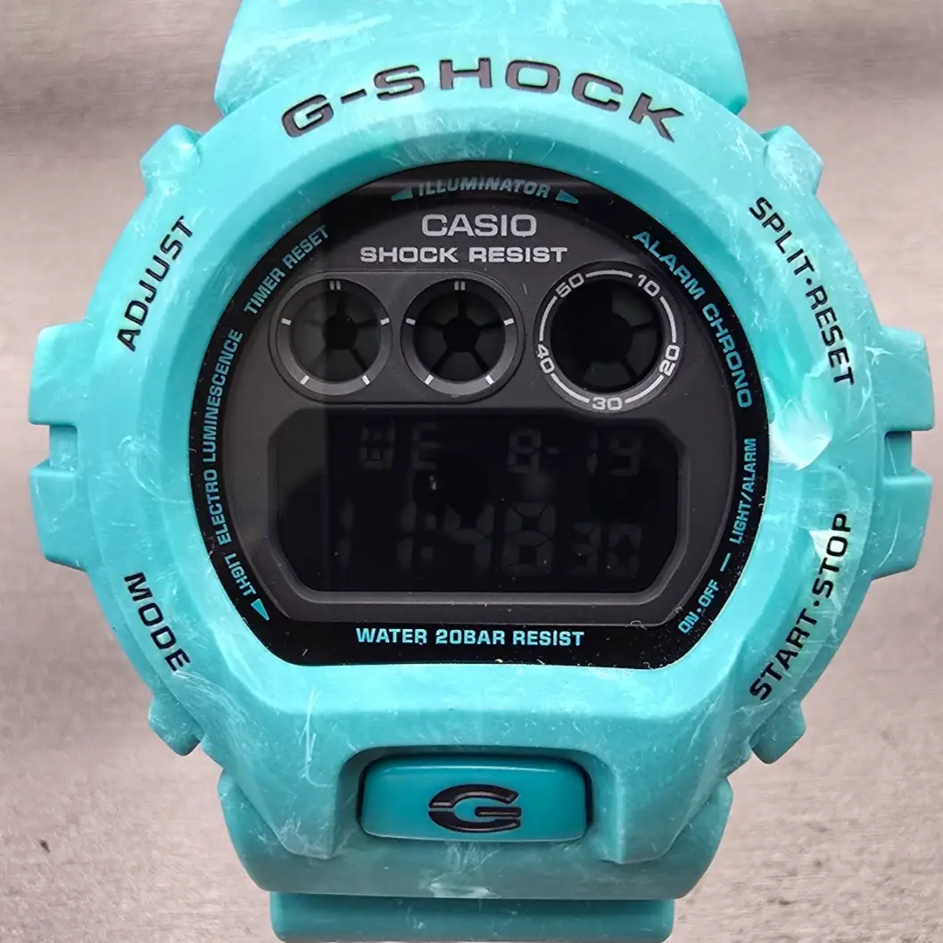 Casio G-Shock DW-6900WS Watch Men 50mm Black Dial Blue Chrono Alarm New Battery1