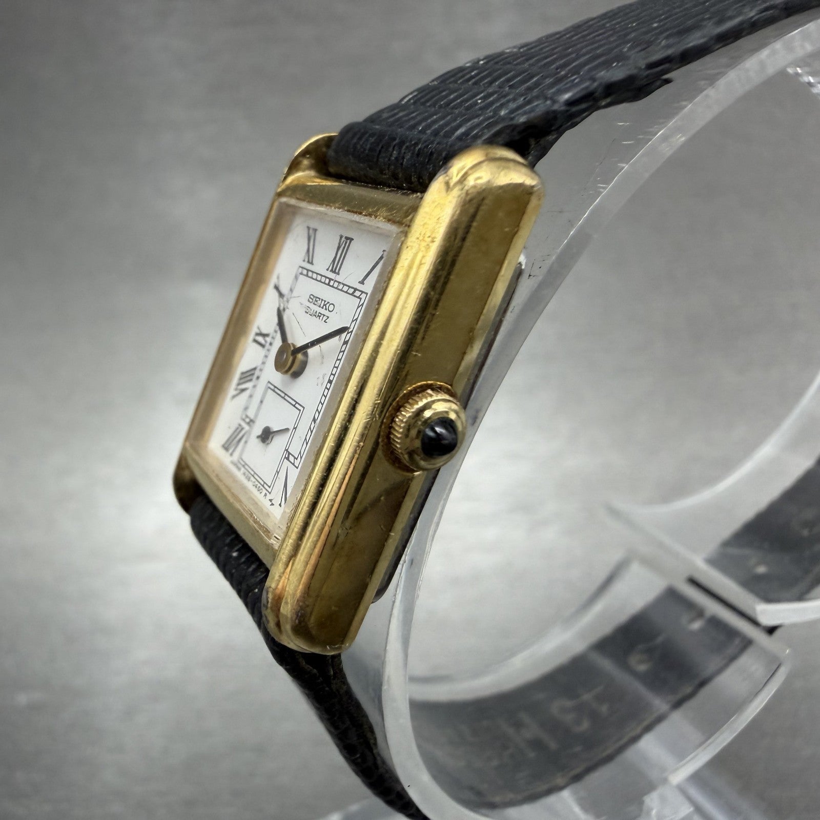 Seiko Tank Watch Women 18mm White Dial Gold Tone Small Seconds 1428-5160 New Bat2
