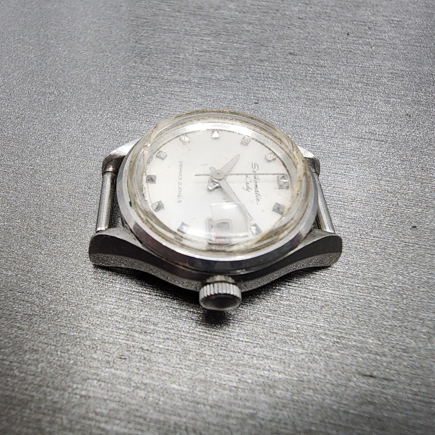 Seiko Seikomatic Lady Watch Women 22mm Silver Dial Steel Date Round Runs5