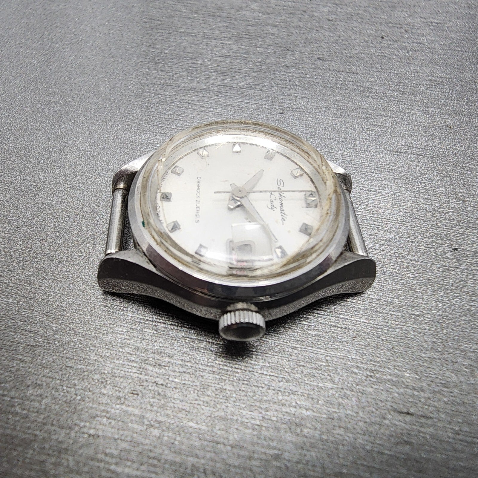 Seiko Seikomatic Lady Watch Women 22mm Silver Dial Steel Date Round Runs5