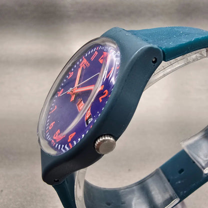 Swatch PATTERN FORMATION Watch Men 34mm Blue Dial Daydate Round SO28N706 New Bat2