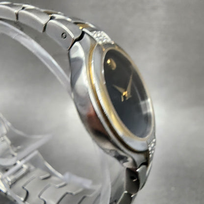 Movado Museum Watch Women 26mm Black Dial Two Tone Round 81 G4 1852 New Battery3