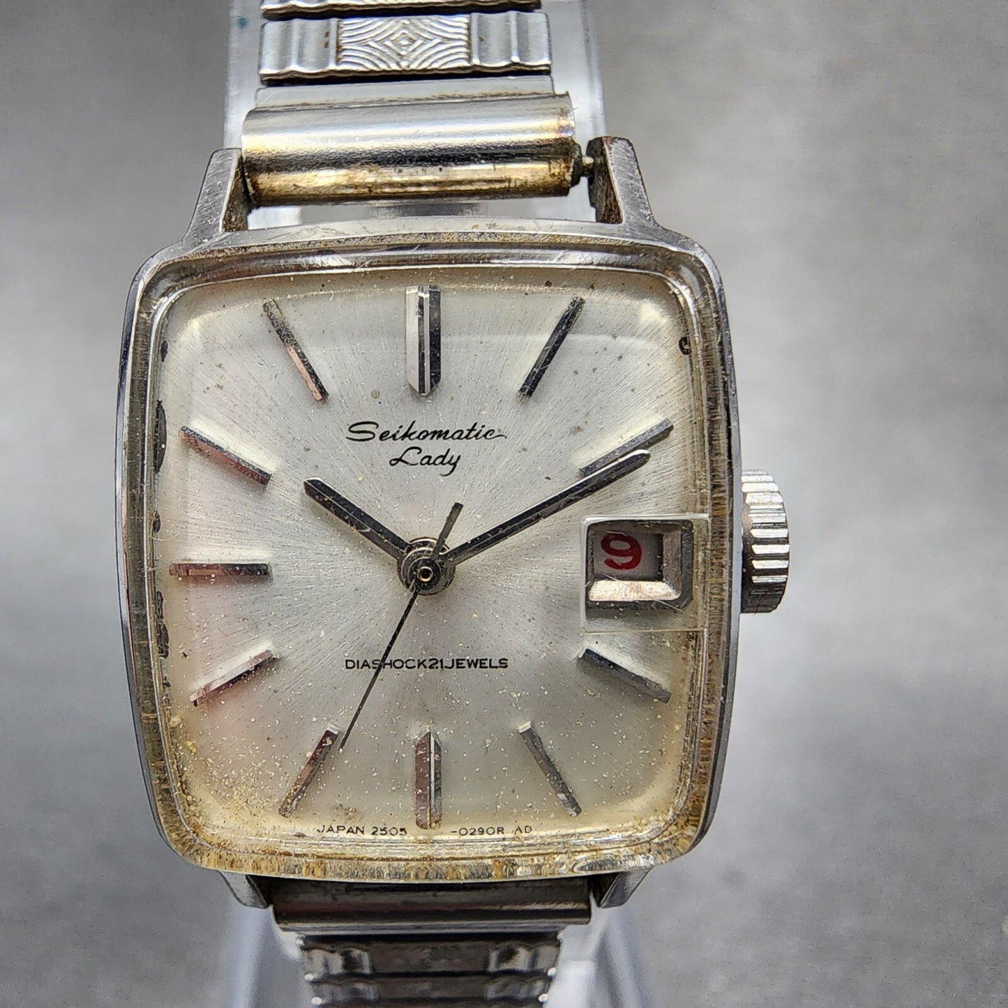 Seiko Matic Lady Watch Women 19mm White Dial Stainless Steel Rectangle Runs1