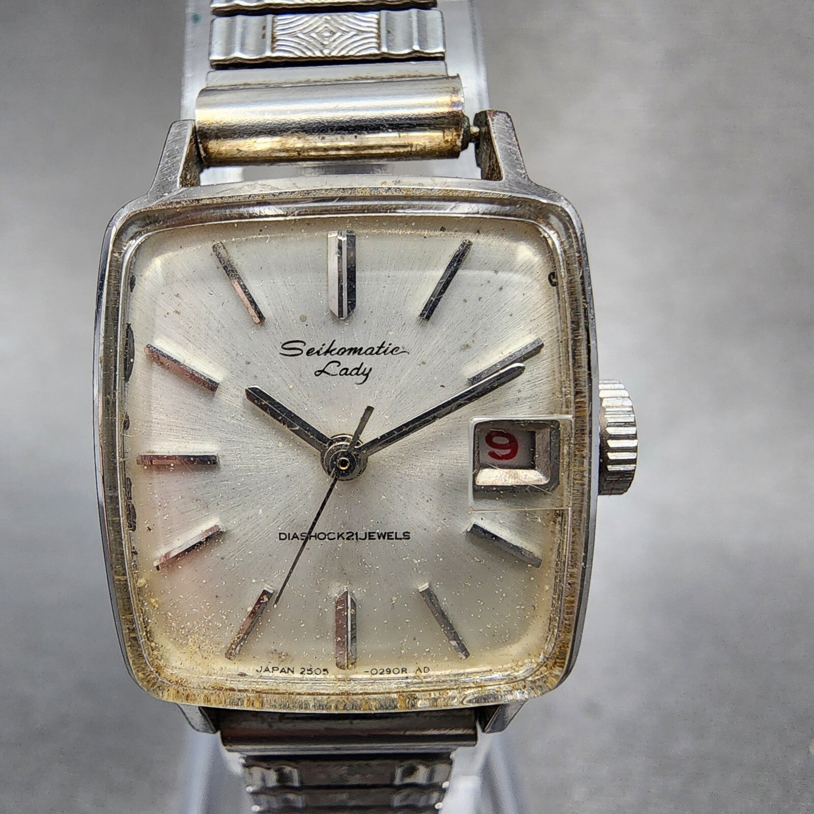 Seiko Matic Lady Watch Women 19mm White Dial Stainless Steel Rectangle Runs1