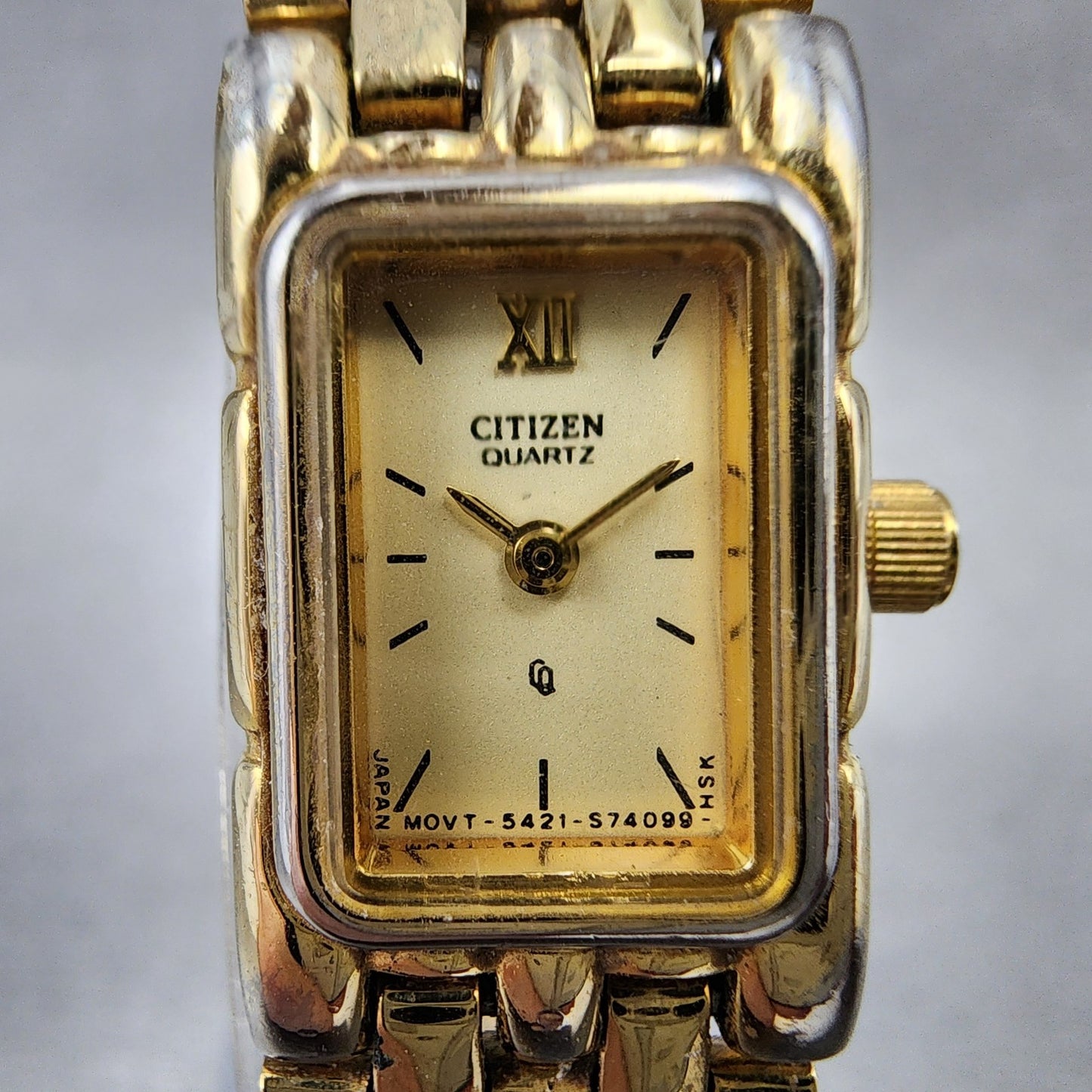 Citizen Tank Watch Women 14mm Champagne Dial Gold Tone 5421S27239 New Battery1