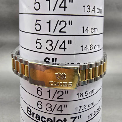 Seiko SQ Watch Women 24mm Gold Dial Two Tone Daydate 2A23-0030 New Battery VTG9