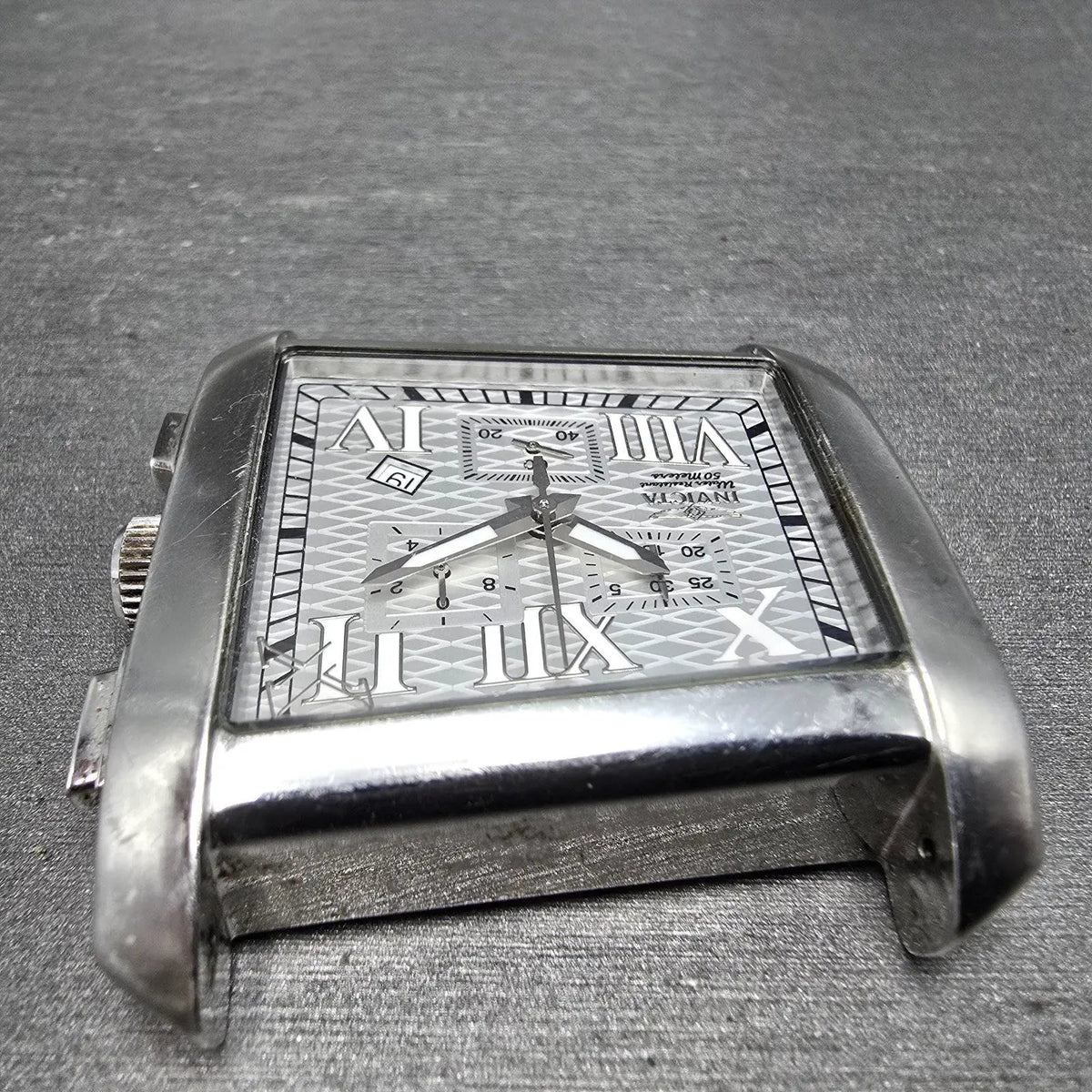 Invicta Chronograph Watch Men 41mm White Dial Steel Date 2489 Rectangle READ!!!!4