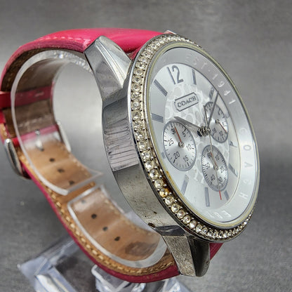 Coach Chronograph Watch Women 38mm Silver Dial Steel CA.63.3.14.0655 New Battery3