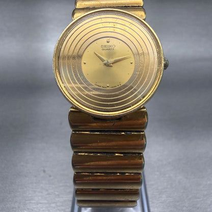 Seiko Watch Women 25mm Gold Dial Gold Tone Round 1N00-0B59 New Battery VTG5
