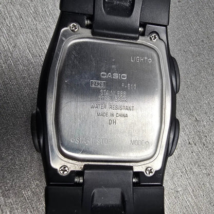 Casio F-E10 Digital Watch Men 35mm Black Silver Chrono Alarm Oval READ!! New Bat10