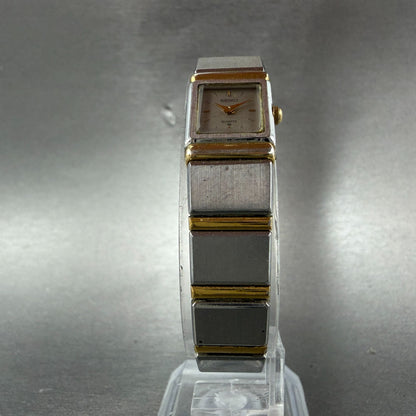 Seiko Tank Watch Women 14mm Silver Dial Two Tone Square 1E20-5030 New Battery5