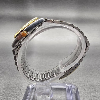 Seiko SQ Watch Women 24mm Silver Dial Two Tone Daydate 3E23-0A69 New Battery VTG6