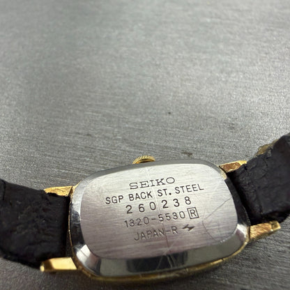 Seiko Watch Women 15mm Champagne Dial Gold Tone Oval 1320-5530 New Battery VTG9