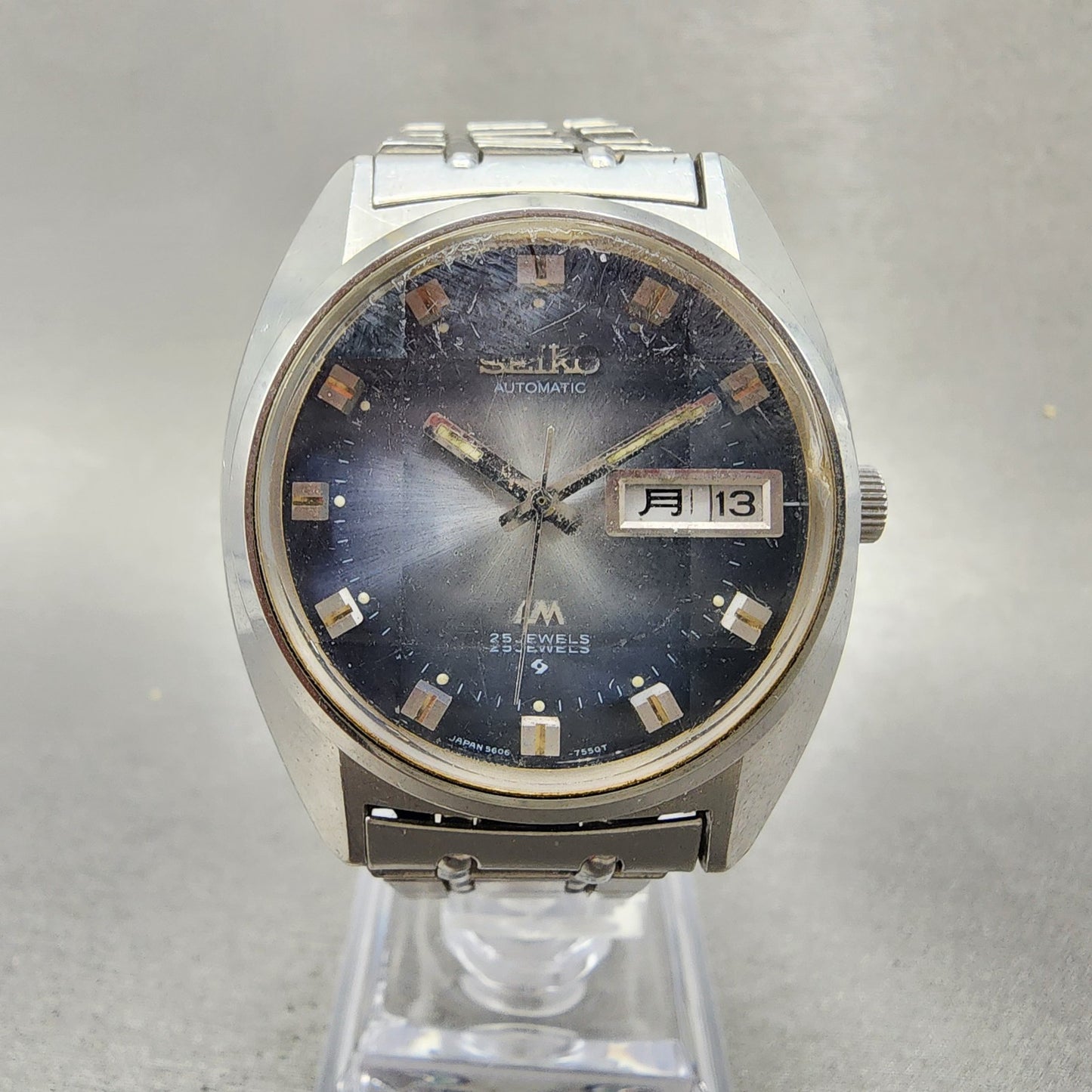 Seiko Lord Matic Watch Men 36mm Blue Dial Silver Tone Daydate 56067231 PARTS0