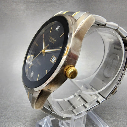 Bulova Caravelle Watch Men 40mm Black Dial two Tone Date Round 45D105 New Batt2