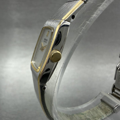 Seiko Tank Watch Women 13mm Silver Dial two Tone Rectangle 2e205139 New Battery2