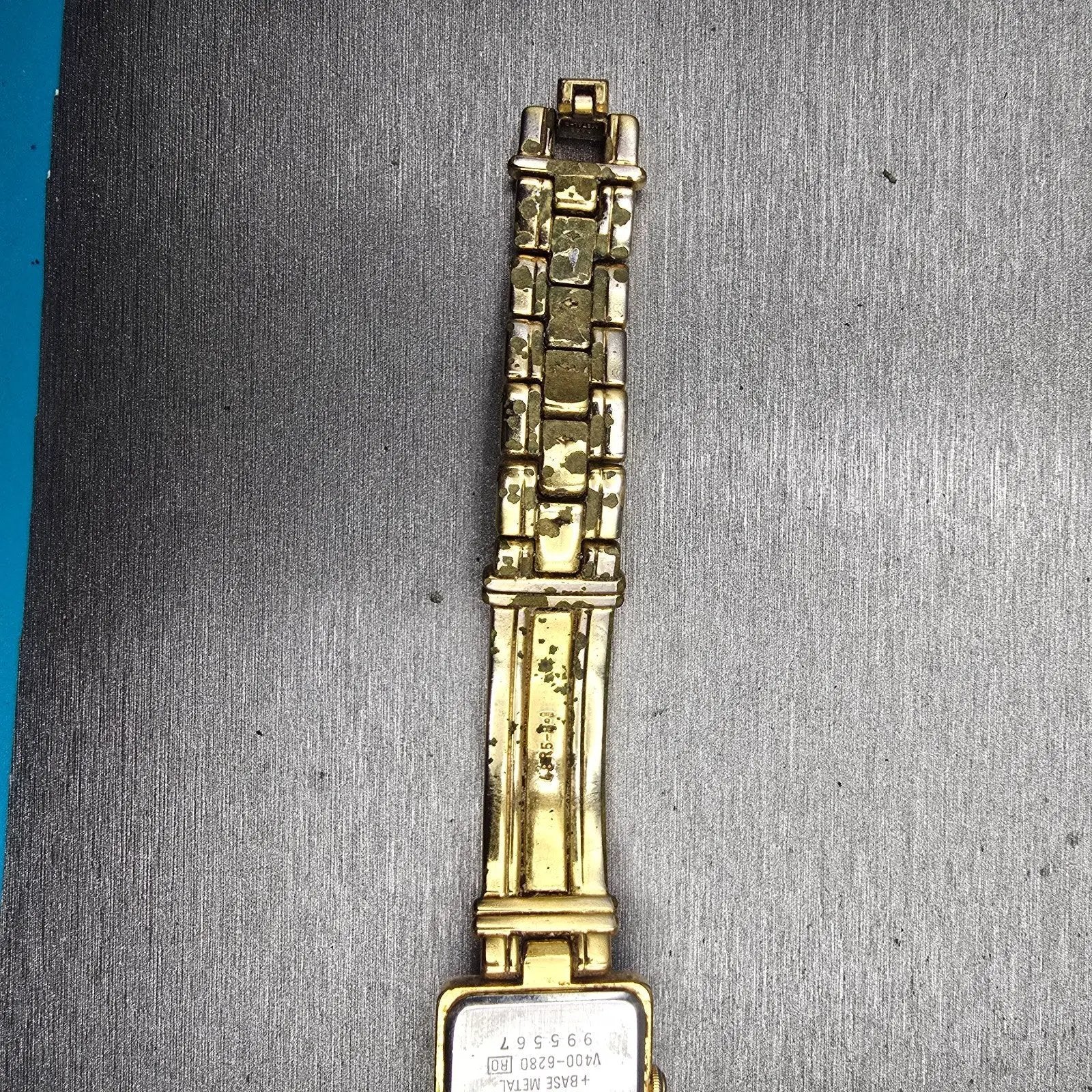 Seiko Watch Women 19mm Champagne Dial Gold Tone Square V400-6280 New Battery VTG10