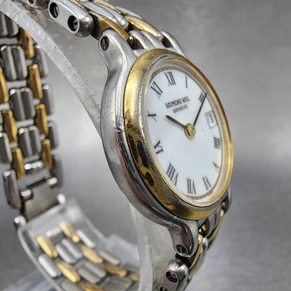 Raymond Weil Watch Women 24mm White Dial Two Tone Date Round 9947 New Battery3