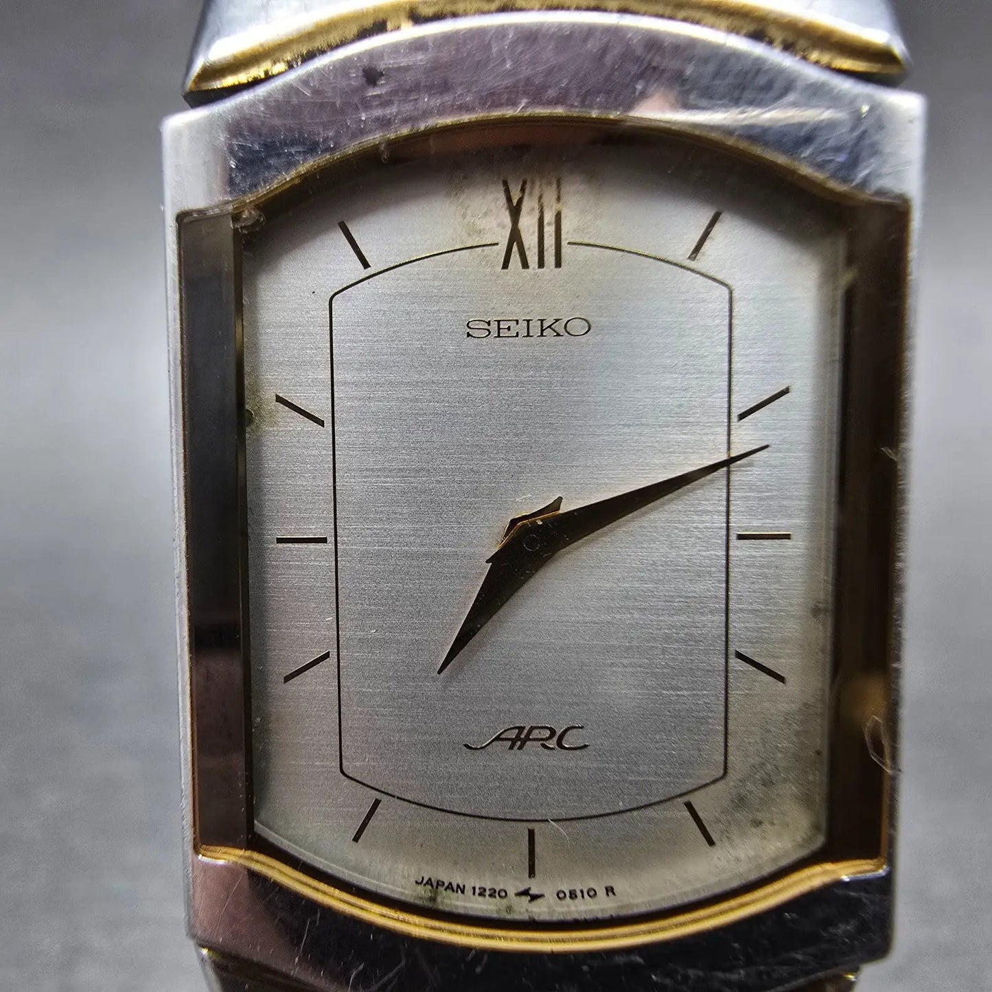 Seiko ARC Tank Watch Women 21mm Silver Dial Two Tone Rectangle 1220-529A  PARTS2