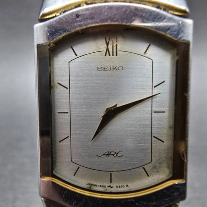 Seiko ARC Tank Watch Women 21mm Silver Dial Two Tone Rectangle 1220-529A  PARTS2