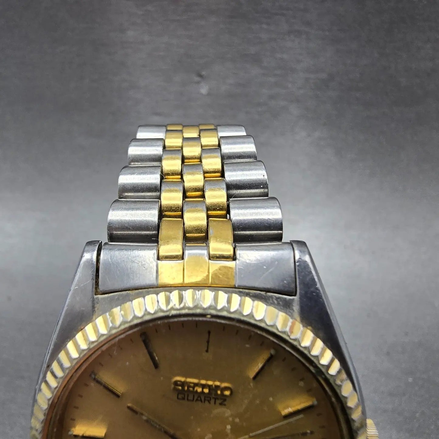 Seiko President Watch Men 35mm Gold Dial Two Tone Daydate READ! 5Y23-8A60 NewBat4