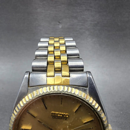 Seiko President Watch Men 35mm Gold Dial Two Tone Daydate READ! 5Y23-8A60 NewBat4