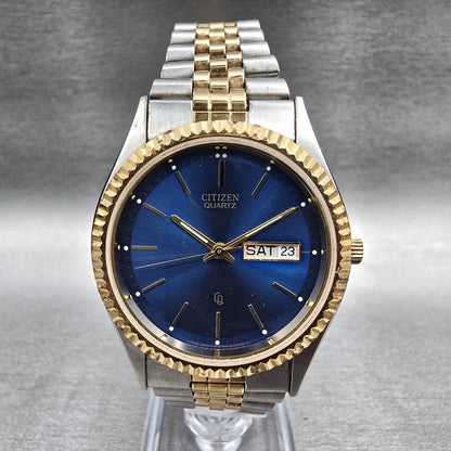 Citizen CQ President Watch Men 35mm Blue Dial Two Tone 6100-R00405 New Battery2