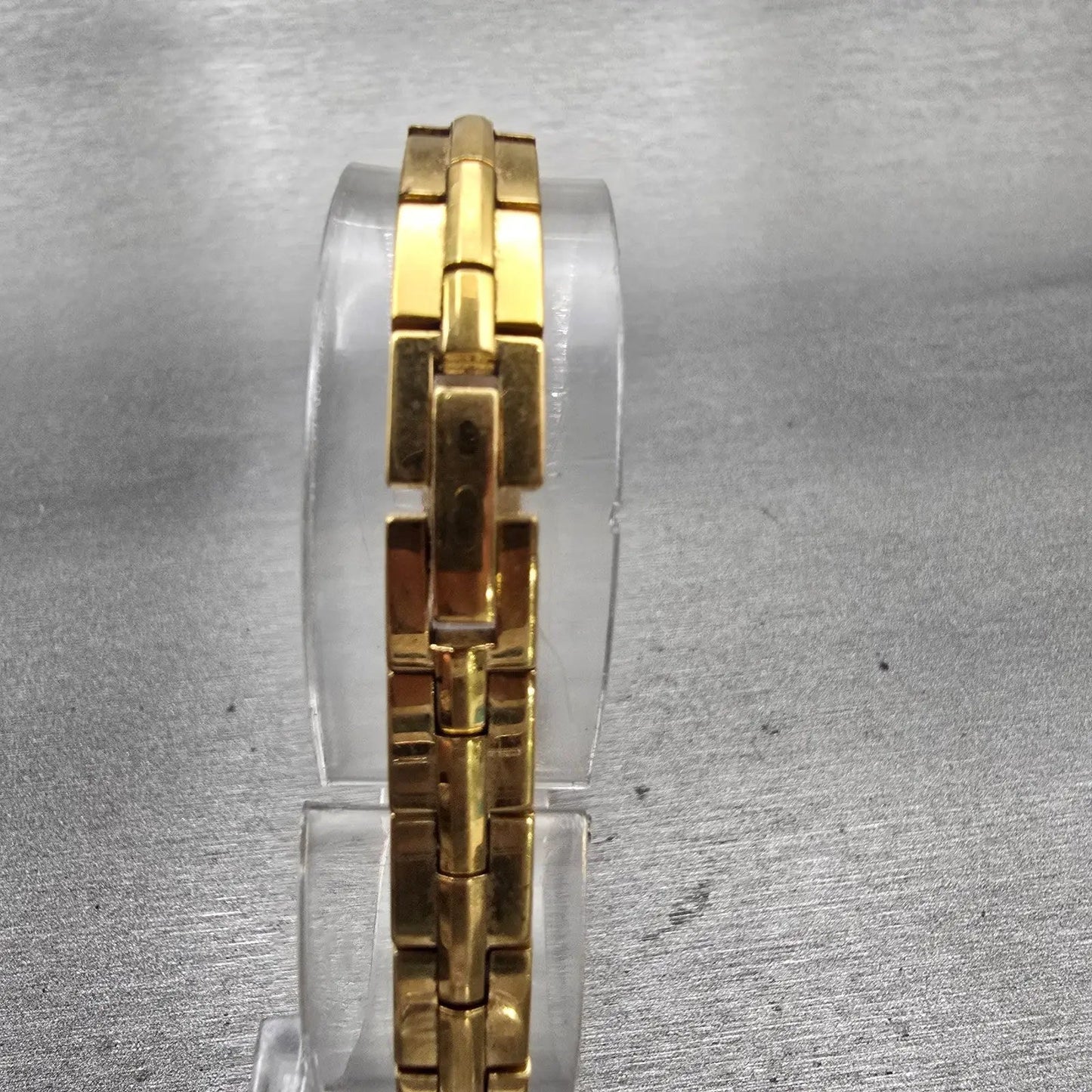 Seiko Watch Women 13mm Black Dial Gold Tone Rectangle 2E20-7479 New Battery VTG7