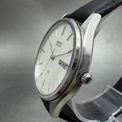 Seiko SQ Watch Men 34mm Silver Dial Silver Tone Daydate READ!! 7813-8029 NewBatt2