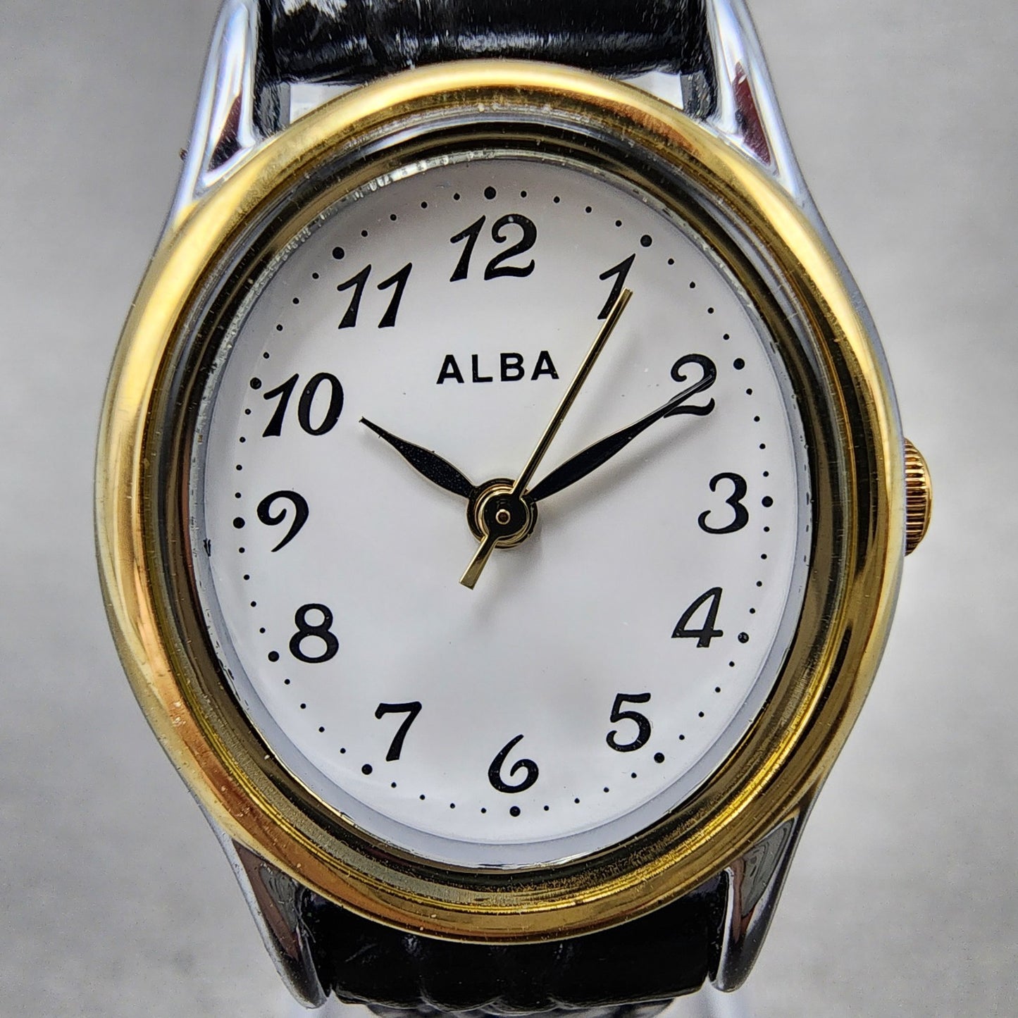 Seiko ALBA Watch Women 21mm White Dial Two Tone Oval VX01K989 New Battery1