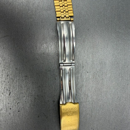 Seiko SQ Bracelet 21mm Stainless Steel Gold Tone Tri Folding Clasp Vintage Japan12