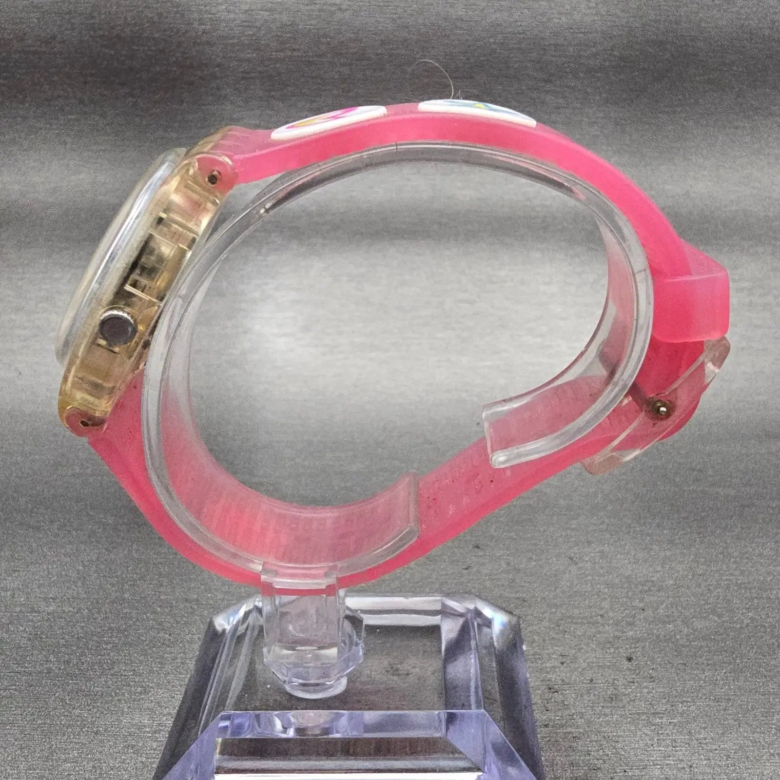 Swatch Pink Candy Watch Women 34mm White Dial Clear Case Round GE177 New Battery6