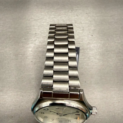 Seiko Chronos Watch Men 35mm Silver Dial Silver Daydate Round 5H23-7060 New Batt4