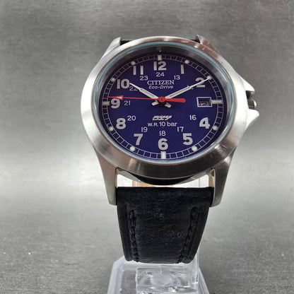 Citizen Eco-Drive Oxy Watch Men 36mm Blue Dial Silver Tone Date E110-S92685 Runs5