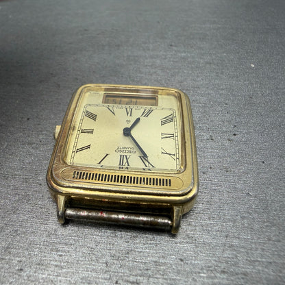 Seiko Analog Digital Tank Watch Men 28mm Champagne Dial Gold Tone H249-5110 PART5