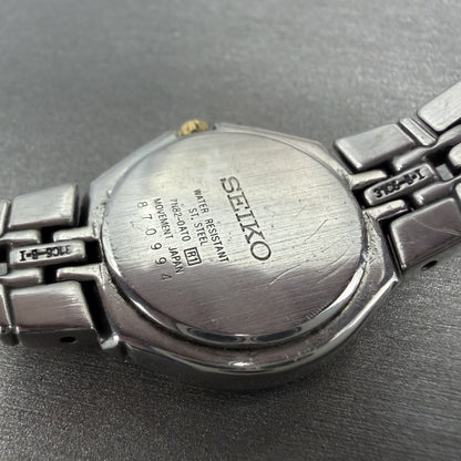 Seiko Watch Women 26mm Silver Dial Two Tone Date Round 7n82-0at0 New Battery IOJ9