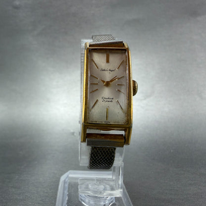 Seiko Angle Watch Women 15mm Silver Dial Gold Plated Manal Wind Runs 29001 VTG5