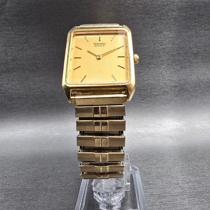 Seiko Watch Men 25mm Gold Dial Gold Tone Rectangle 5Y00-5000 New Battery5
