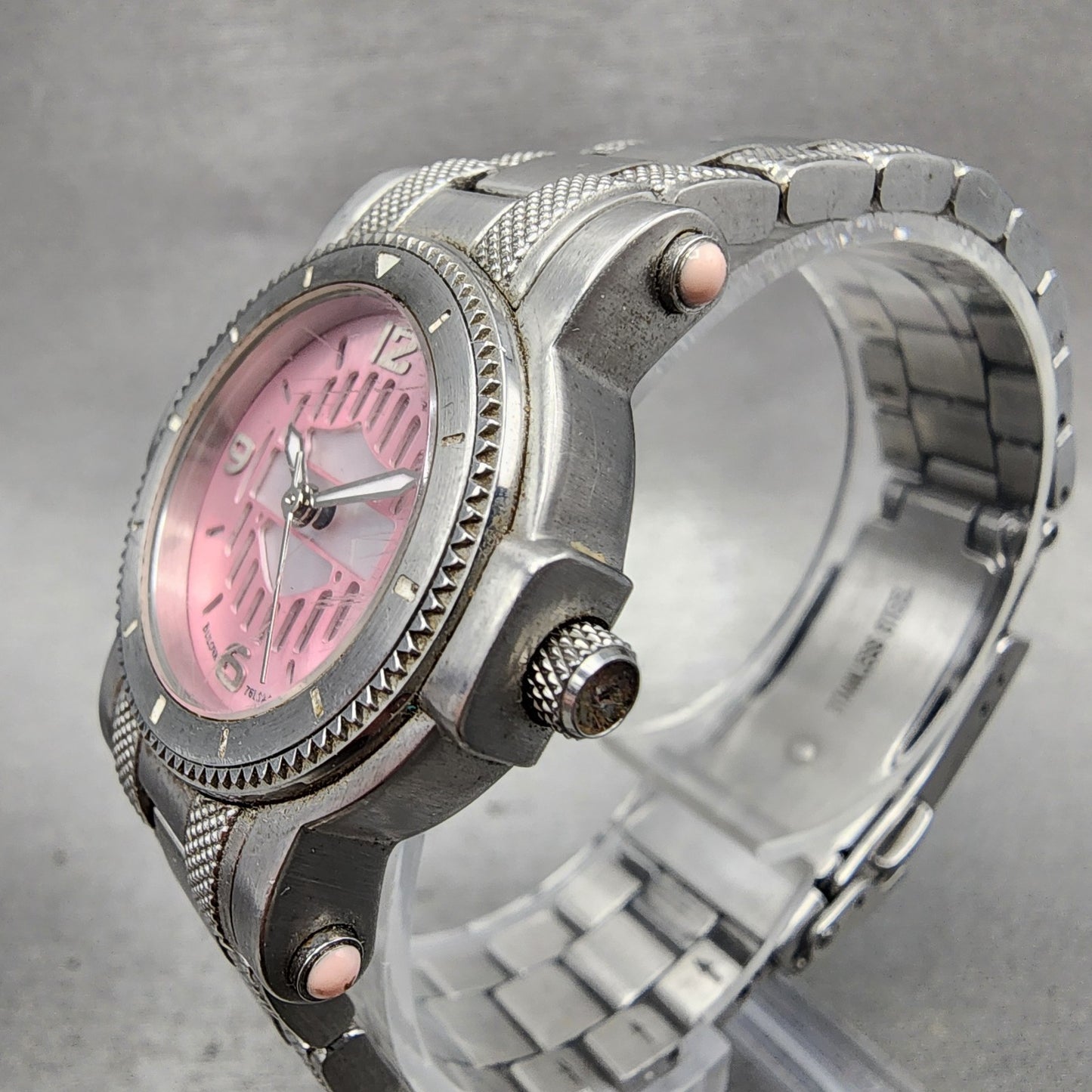 Bulova Harley Davidson Watch Women 28mm Pink Dial Silver Tone 76L144 New Battery2