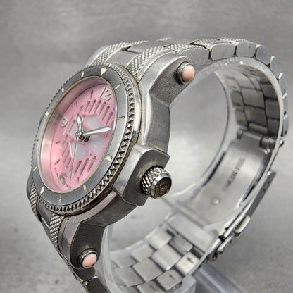 Bulova Harley Davidson Watch Women 28mm Pink Dial Silver Tone 76L144 New Battery2