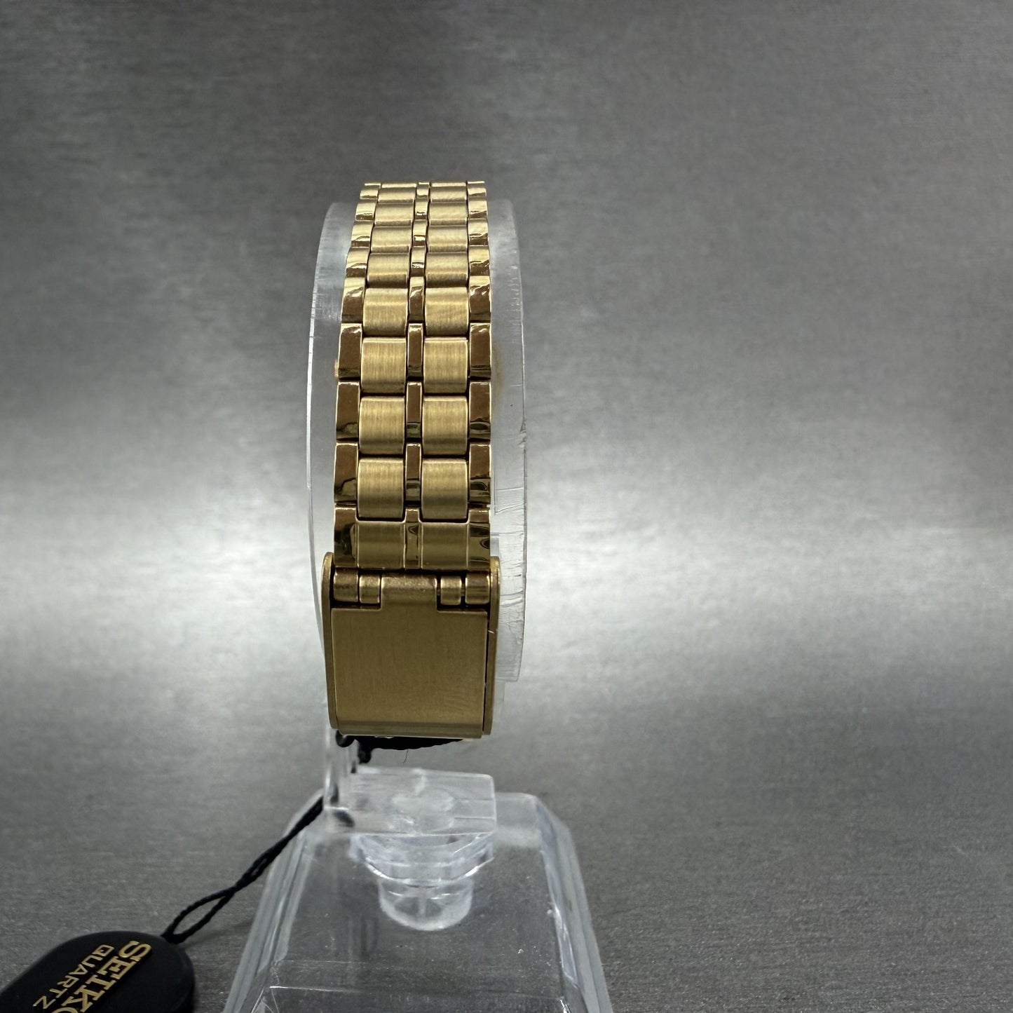Seiko Watch Women  19mm Black Dial Gold Tone Round V4010099 New Batt NOS W/Box8