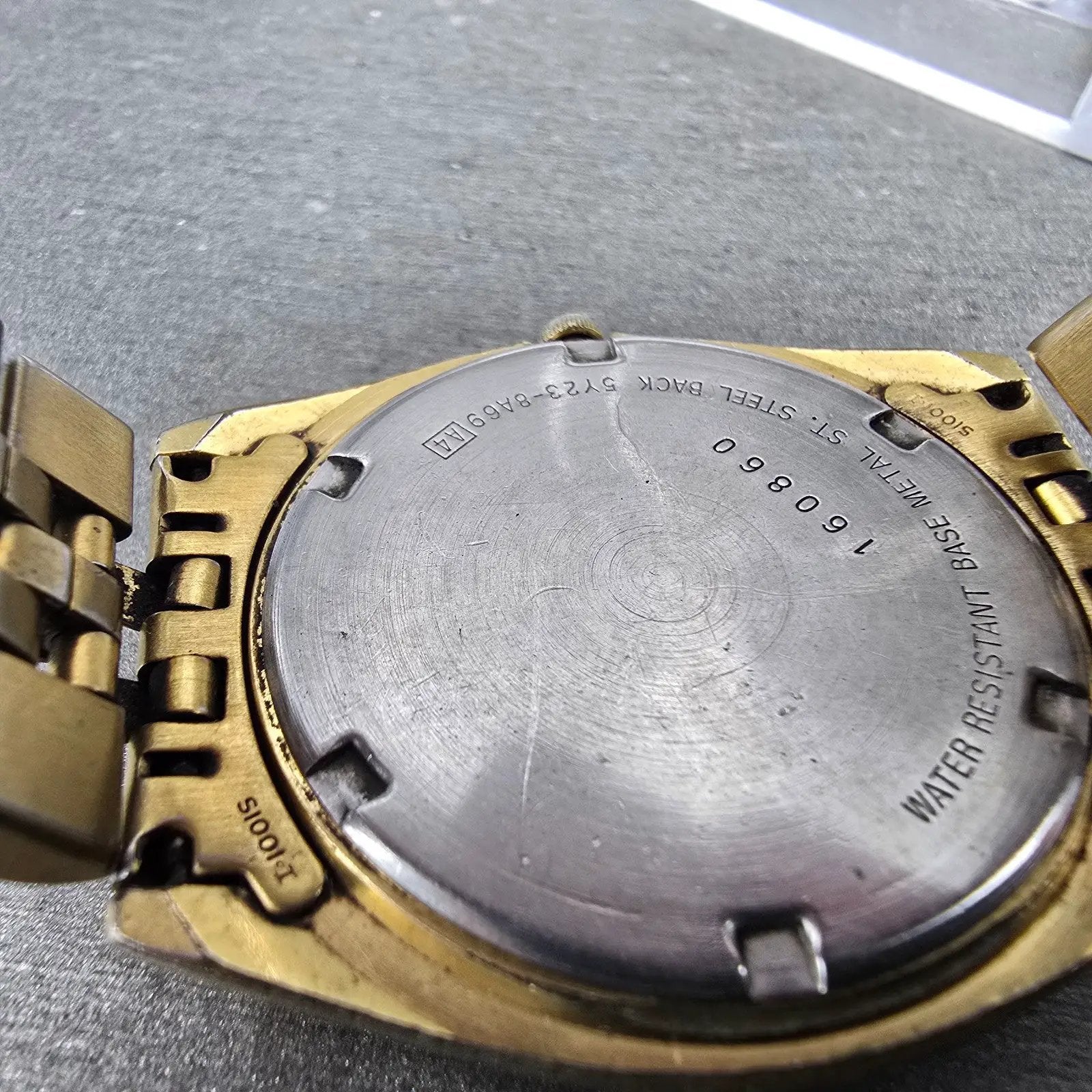 Seiko President Watch Men 36mm Black Dial Gold Tone Daydate 5Y23-8A69 New Batt Q10